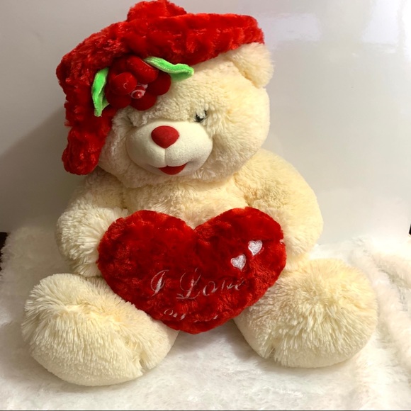 Valentine teddy bear tan and red - Picture 2 of 2